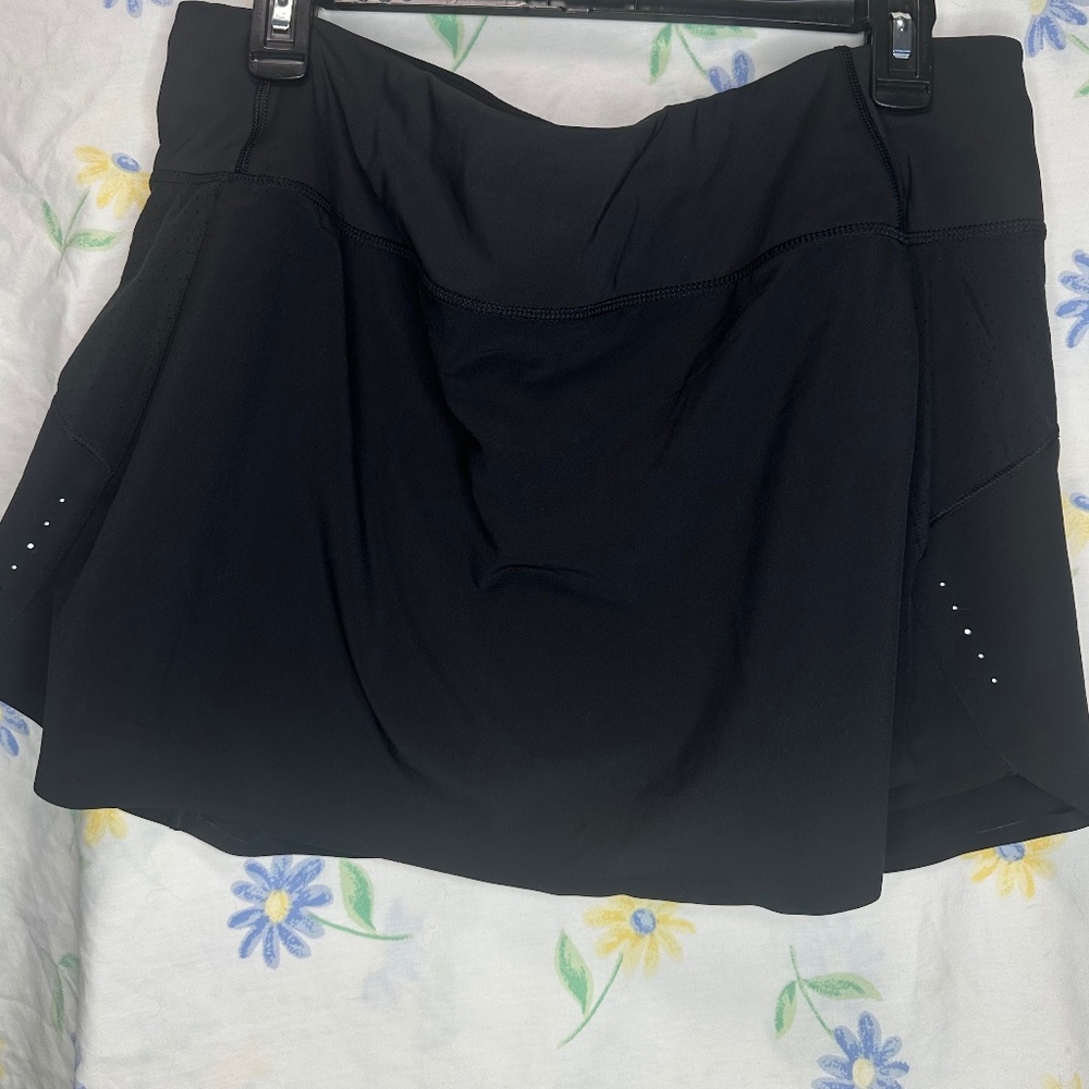 Athleta skort Run With It 14" Jupe womens black size XL tennis golf running plus